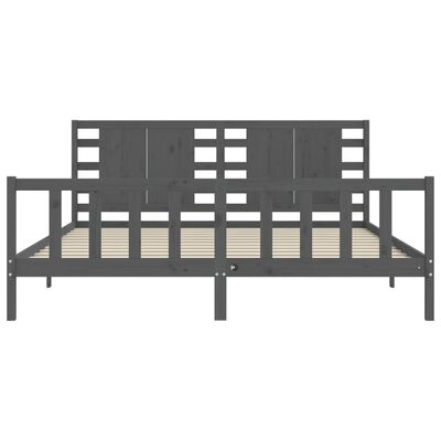 vidaXL Bedframe met hoofdbord massief hout grijs 200x200 cm