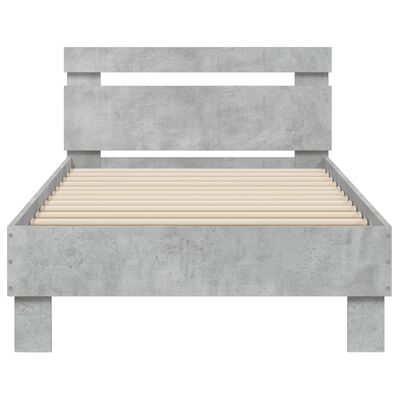 vidaXL Bedframe met hoofdbord bewerkt hout betongrijs 75x190 cm