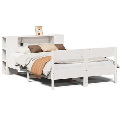 vidaXL Bed met boekenkast zonder matras grenenhout wit 120x190 cm