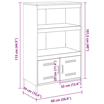 vidaXL Hoge kast 68x39x113 cm staal wit