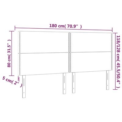 vidaXL Hoofdbord LED 180x5x118/128 cm fluweel lichtgrijs