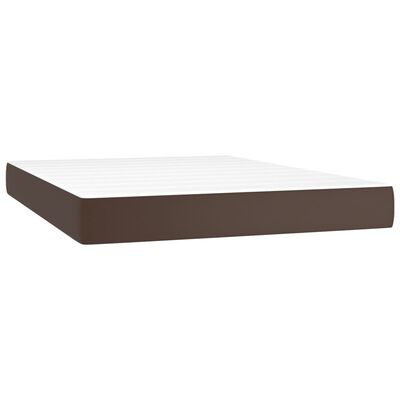 vidaXL Boxspring met matras en LED kunstleer bruin 140x200 cm