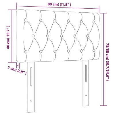 vidaXL Hoofdbord LED 80x7x78/88 cm stof lichtgrijs