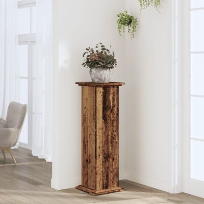 vidaXL Plantenstandaard 33x33x100 cm bewerkt hout oud houtkleurig