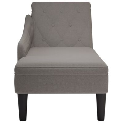 vidaXL Chaise longue met kussen en rechterarmleuning stof taupe