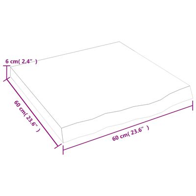 vidaXL Tafelblad 60x60x(2-6) cm onbehandeld massief eikenhout