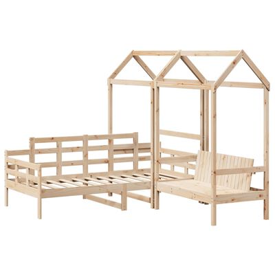 vidaXL Kinderbed met huisje en bankje massief grenenhout 90x200 cm