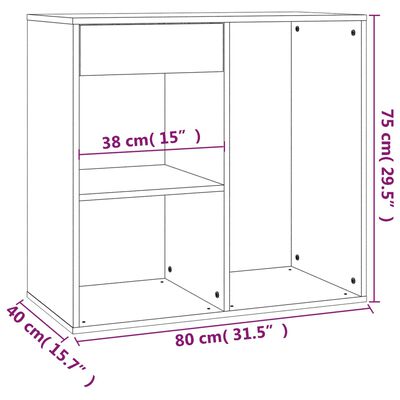 vidaXL Cosmeticakast 80x40x75 cm bewerkt hout bruineikenkleurig