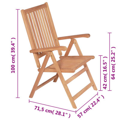 vidaXL Tuinstoelen 2 st verstelbaar massief teakhout