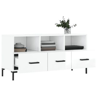 vidaXL Tv-meubel 102x36x50 cm bewerkt hout hoogglans wit