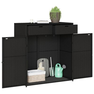 vidaXL Tuinkast 105x55x113 cm poly rattan zwart