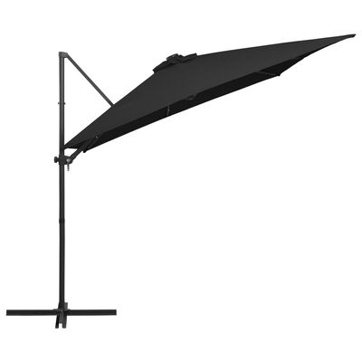 vidaXL Zweefparasol met LED en stalen paal 250x250 cm zwart