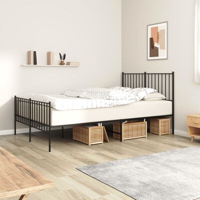 vidaXL Bedframe met hoofd- en voeteneinde metaal zwart 120x190 cm