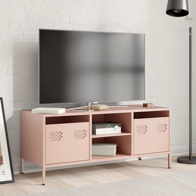 vidaXL Tv-meubel 101,5x39x43,5 cm koudgewalst staal roze