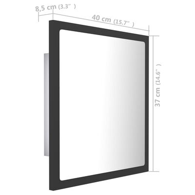 vidaXL Badkamerspiegel LED 40x8,5x37 cm acryl grijs