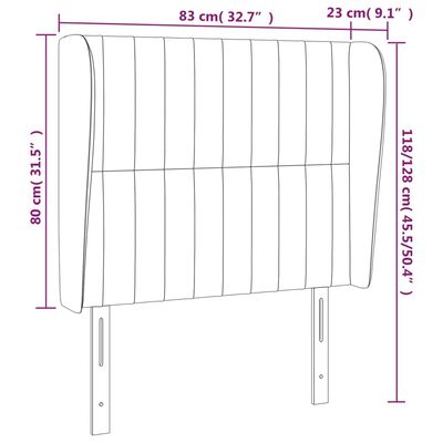 vidaXL Hoofdbord met randen 83x23x118/128 cm stof zwart