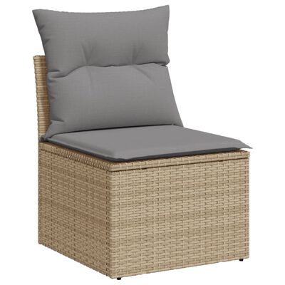 vidaXL 10-delige Loungeset met kussens poly rattan gemengd beige