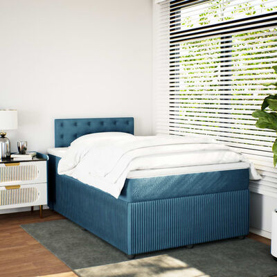 vidaXL Boxspring met matras fluweel blauw 120x190 cm