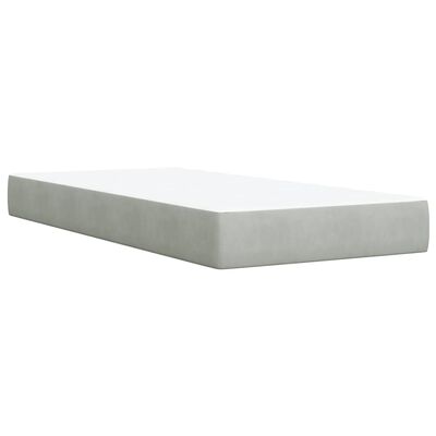 vidaXL Boxspring met matras fluweel lichtgrijs 90x200 cm