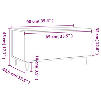 vidaXL Salontafel 90x44,5x45 cm bewerkt hout grijs sonoma eikenkleurig