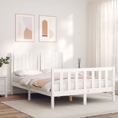 vidaXL Bedframe met hoofdbord massief hout wit