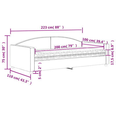 vidaXL Slaapbank met matras 100x200 cm stof crèmekleurig