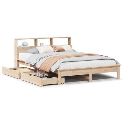 vidaXL Bed met boekenkast zonder matras massief grenenhout 140x190 cm