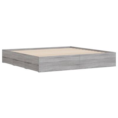 vidaXL Bedframe met lades bewerkt hout grijs sonoma eiken 200x200 cm