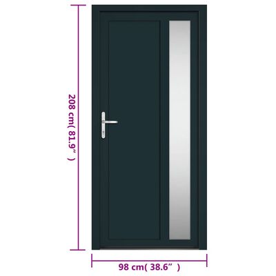 vidaXL Voordeur 98x208 cm PVC antracietkleurig