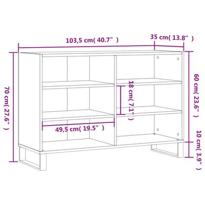 vidaXL Dressoir 103,5x35x70 cm bewerkt hout betongrijs