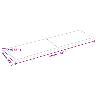 vidaXL Tafelblad 180x50x(2-4) cm onbehandeld massief eikenhout