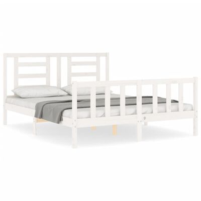 vidaXL Bedframe met hoofdbord massief hout wit