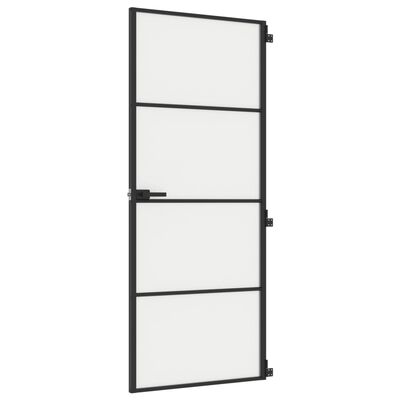 vidaXL Binnendeur smal 83x201,5 cm gehard glas en aluminium zwart