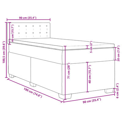 vidaXL Boxspring met matras kunstleer grijs 90x190 cm