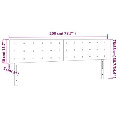 vidaXL Hoofdbord LED 200x5x78/88 cm fluweel lichtgrijs