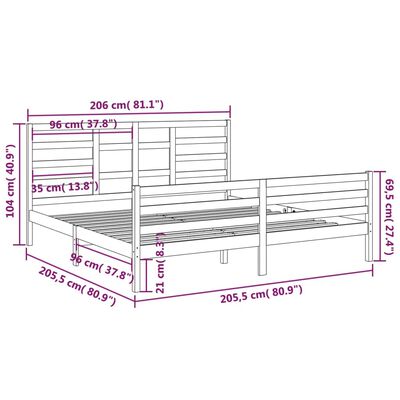 vidaXL Bedframe zonder matras massief hout 200x200 cm