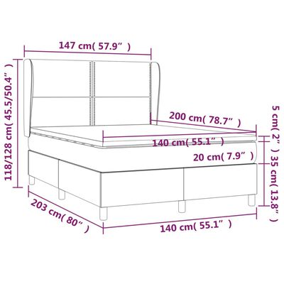 vidaXL Boxspring met matras fluweel lichtgrijs 140x200 cm