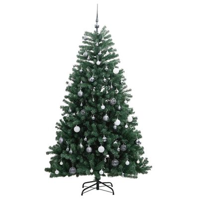 vidaXL Kunstkerstboom met scharnieren 300 LED's en kerstballen 180 cm