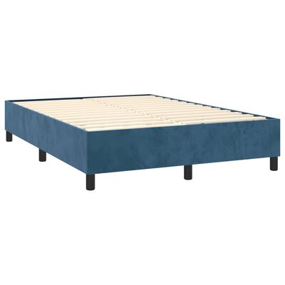 vidaXL Boxspring met matras en LED fluweel donkerblauw 140x190 cm