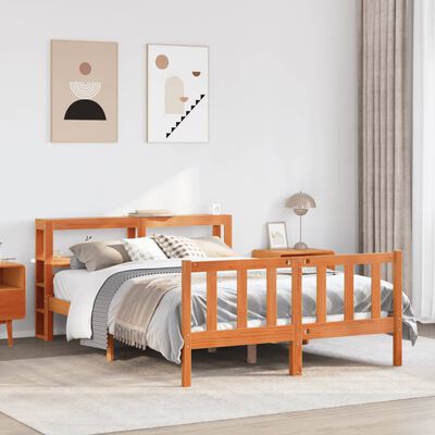 vidaXL Bedframe met hoofdbord grenenhout wasbruin 140x200 cm