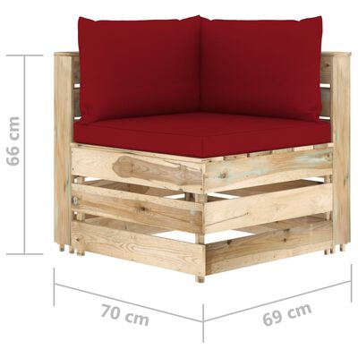 vidaXL 6-delige Loungeset met kussens groen geïmpregneerd hout