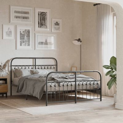 vidaXL Bedframe met hoofd- en voeteneinde metaal zwart 140x200 cm