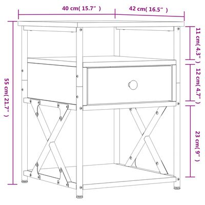 vidaXL Nachtkastjes 2 st 40x42x55 cm bewerkt hout sonoma eikenkleurig