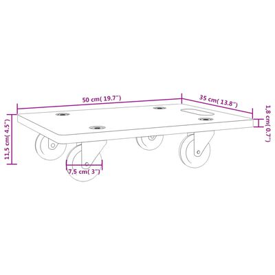 vidaXL Meubelhondjes 2 st rechthoekig 250 kg 50x35x11,5 cm