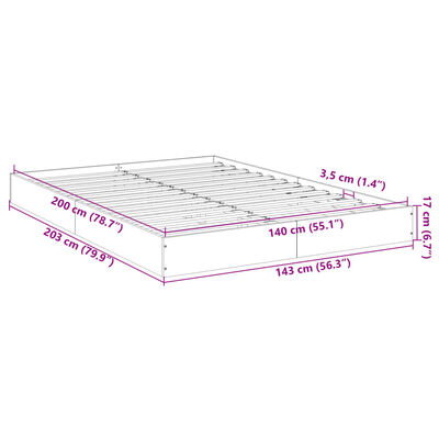 vidaXL Bedframe zonder matras hout gerookt eikenkleurig 140x200 cm