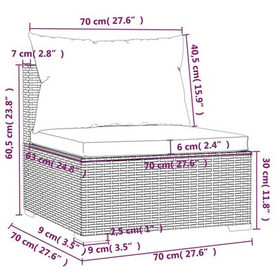 vidaXL 14-delige Loungeset met kussens poly rattan zwart