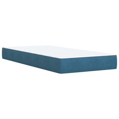 vidaXL Boxspring met matras fluweel donkerblauw 90x190 cm