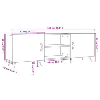 vidaXL Tv-meubel 150x30x50 cm bewerkt hout betongrijs