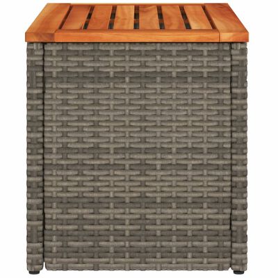 vidaXL Tuinbijzettafels 2 st 55x34x37 cm poly rattan en hout grijs