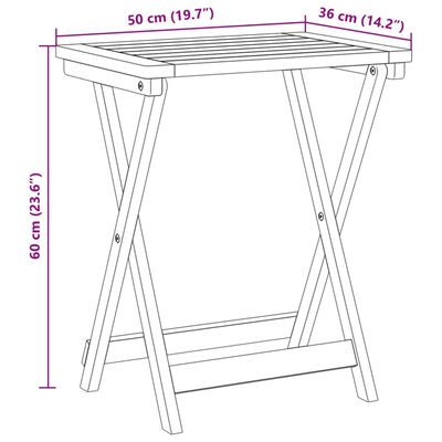 vidaXL Tuintafel inklapbaar 50x36x60 cm massief acaciahout